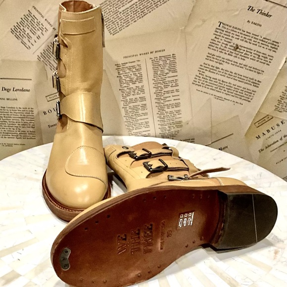Free People We The Free Dusty Buckle Boot 2 Tone Tan Natural Leather - Picture 6 of 8